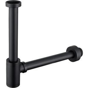 Brass Round Bottle P-Trap 1 1/4, Adjustable Basin Sink Waste Drain Trap Kit, Matte Black P Trap