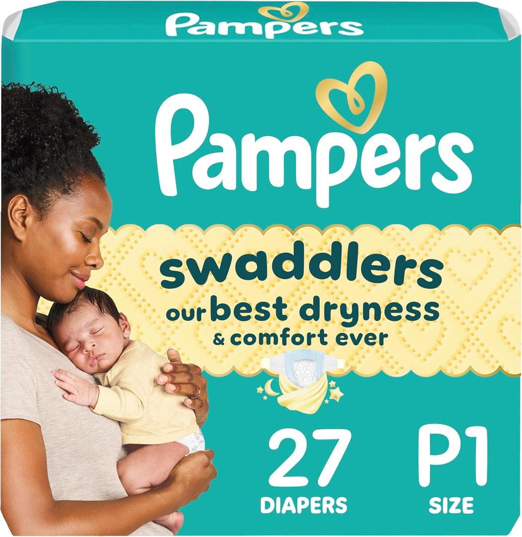 Pampers Baby Diapers - Swaddlers - Size P1, 27 Count, Ultra Absorbent Disposable Preemie Diaper