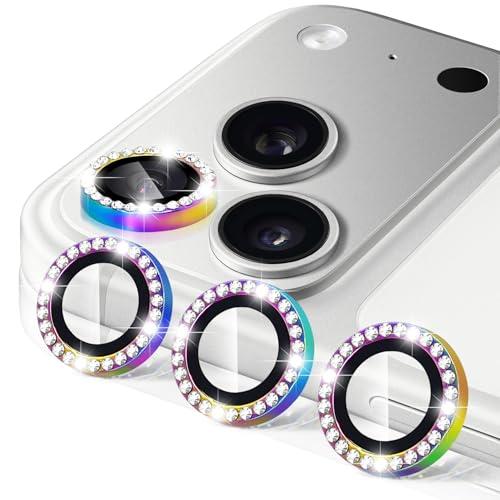 Hsefo Camera Lens Protector for iPhone 17 Pro / 17 Pro Max, 9H Ultra-thin Tempered Glass, Diamond Bling Cute Girly Metal Individual Camera Cover Accessories for Women, Colorful
