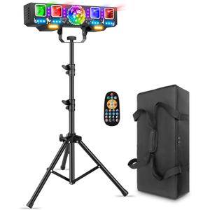 Telbum DJ Lights with Stand, 7 in 1 DJ Light for Party, DMX & Sound Activated Laser Light Show, Disco Ball & UV Strobe Effect Stage Lights Package for Gig Bar Band Events Wedding Christmas