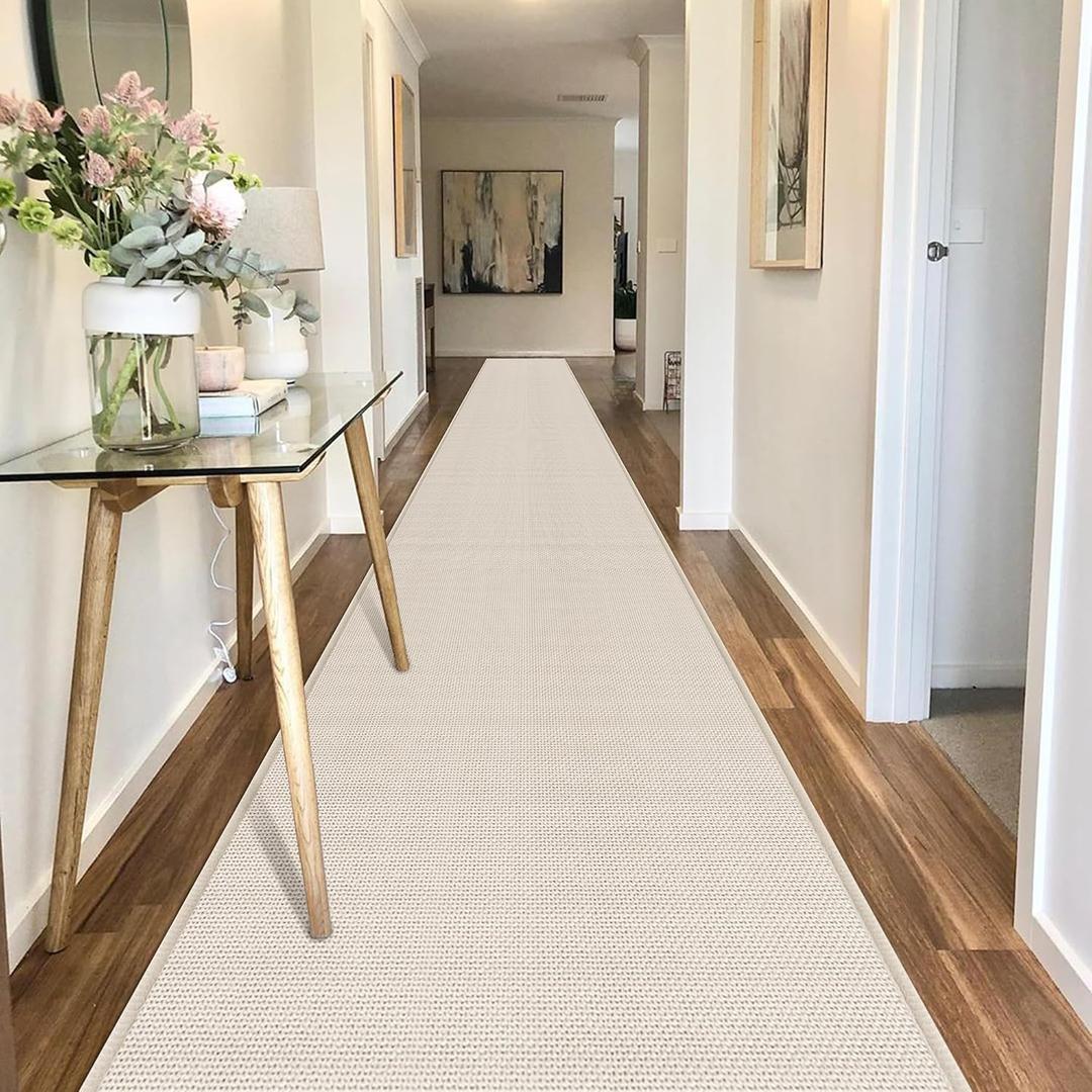 GOYLSER 20 ft Extra Long Runner Rugs for Hallways, Rubber Backed Kitchen Floor Mat Non Slip, Absorbent Beige Entry Way Runner Rugs Indoor