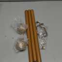 Gold Curtain Rods for Windows 28 to 48 Inch,1'' Diameter Drapery Rods with Imitation Wood Grain Leaf Pattern Finials,Boho Adjustable Heavy Duty Curtain Rods Set,18-60'',Antique-Gold Wood