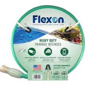 Flexon FXG58100 5/8-Inch x 100-Foot Heavy Duty 5-Ply Forever Garden Hose, Green