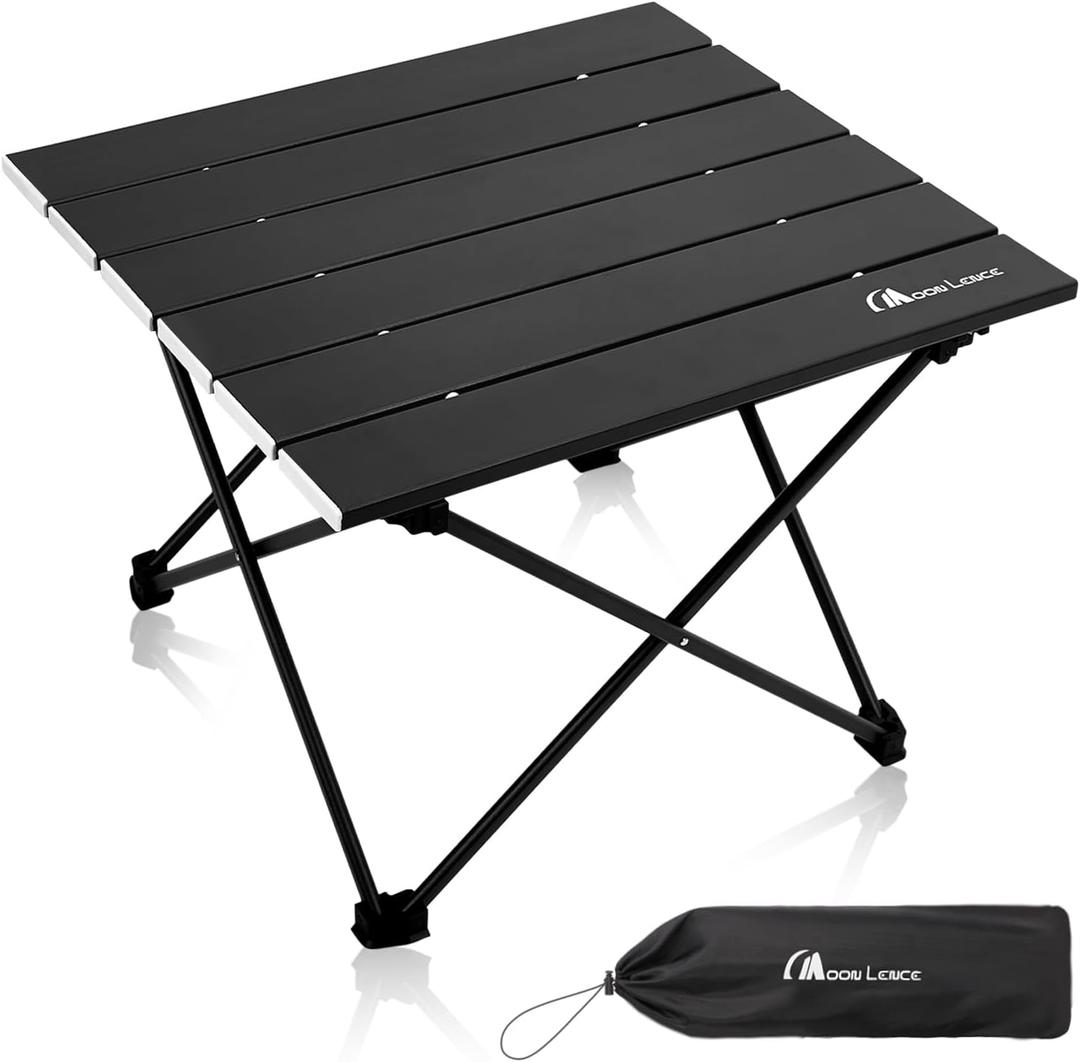 MOON LENCE Ultralight Folding Camping Table, Compact,Portbale with Carry Bag, for Outdoor Cooking, Picnic, Camp, Boat, Travel (Black - S)