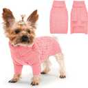 Dog Sweater Turtleneck Pullover Cable Knit for Boys Girls Small Dogs Puppy Chihuahua Yorkie Toy Poodle Pomeranian Winter Stretch Clothes Long Sleeves (S, Pink and Purple)
