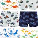 Boys Soft Cotton Stretch Boxer Briefs, Tagless Underwear for Toddlers & Kids, Breathable, Assorted Prints, 6-Pack 3T