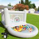 White Bounce House Toddler House, Bouncy House for Kids 3-6 Mini Bouncer, Indoor Outdoor Inflatable Bounce House for Kids and Adults