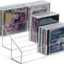 MyGift 3 Tier Modern Premium Clear Acrylic Cascading CD Storage Rack, Tabletop Compact Disc Case Holder, Media Organizer Display Stand Holds Up to 36 Jewel Cases