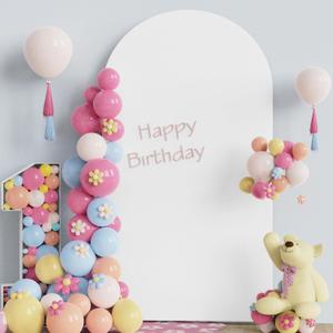 Fomcet 7.2FT Wedding Arch Cover White 2-Sided Spandex Fitted Fabric Arch Backdrop Cover Round Top Arch Cover Fabric for Birthday Party Baby Shower Wedding Arch Stand Decoration