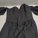 Scarlet Darkness Women Off Shoulder Corset Dress Sweetheart Fishboned Puff Sleeve Renaissance Dress (Black, M)