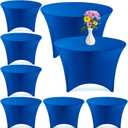 Preboun 8 Pack 72 Inch/ 6 FT Spandex Round Tablecloth Fitted Stretch Tablecloth Elastic Table Cover for Wedding Party Restaurant Banquet Cocktail and Halloween (Royal Blue)