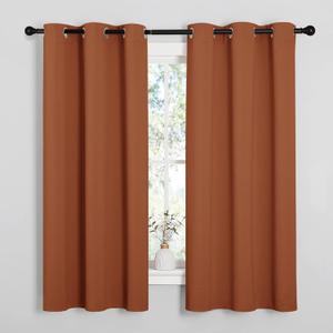 NICETOWN Bedroom Halloween Curtains 63 inches Long, Privacy and Thermal Insulated Blackout Drapes for Windows (Burnt Orange, 1 Pair, 42 x 63 inches)