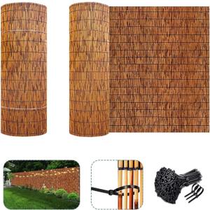 Natural Privacy Fence Screen Bamboo Fencing Rolls Balcony Fence Panel Outdoor Bamboo Wall Covering Sturdy 1-6 Feet Add Beauty for Deck Yard Pool Balcony Railing UV Protection Breathable