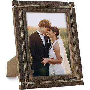 Picture Frames 6x8 Rustic Photo Frame Wood Picture Frame Farmhouse Decor for Wall Mount and Tabletop Display Farmhouse Decor Darkbrown