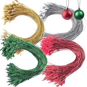 YOOHUA 604PCS 8inch Christmas Ornament Hooks, Ornament Hangers with Snap Ornament String for Christmas Tree Holiday Party Hanging Decorations Ropes Easy and Fast Locking (Gold Silver Red Green)