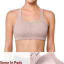 Yvette Sports Bra High Impact Adjustable Criss Cross Back, Full Support for Large Bust No Bounce (Pink, L)