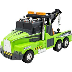 Mighty Fleet Action Drive 16" Interactive Tow Truck Toy w/Lights & Sounds, Motorized Winch, Motion Drive Action, Realistic Design & Batteries Included - Age 3+
