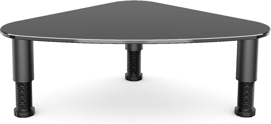Hemudu Tempered Glass Computer Monitor Riser/Triangle Save Space Desktop Corner Stand for Computer Monitor & Laptop Black HD01B-003