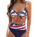 Blooming Jelly Womens High Waisted Bikini Set Two Piece Swimsuits Tie Knot Bathing Suits 2025 (Medium, Blue)