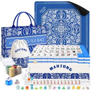 166 American Mahjong Tiles Set with Mat, Racks and Accessories, 1.2 inch