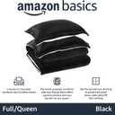 Amazon Basics 3-Piece Micromink Sherpa Bedding Set, Ultra-Soft, Warm All Season Comforter, Full/Queen, Black, Reversible
