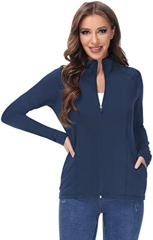 COZZIPLUS Women Zip up Athletic Running Jacket Lightweight Workout Yoga Top with Thumb Holes and Pocket L
