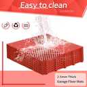 Barydat 72 Pcs 12'' x 12'' Garage Floor Tiles, Interlocking Drainage Flooring, Heavy Duty Non Slip Polypropylene, Easy Install for Garage Deck, Pool, Patio, Shower (Red)