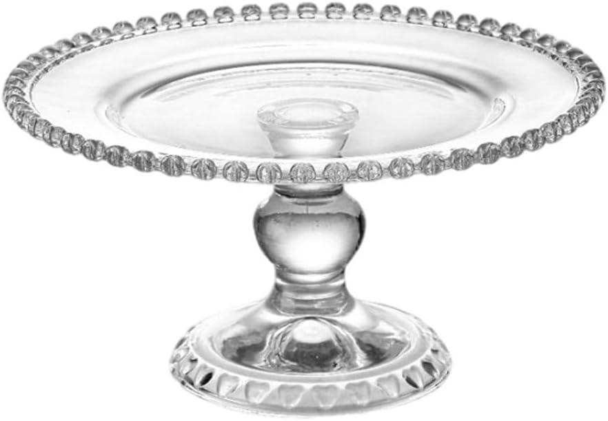 Luxshiny Round Decorative Serving Tray: 7.67'' Crystal Glass Fruit Plate Dessert Tray Cake Display Stand Fruit Serving Platter for Parties Weddings and Home Decor