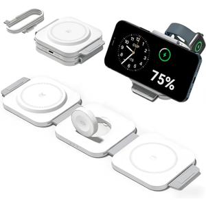 3 in 1 Charging Station for Apple Multiple Devices, Foldable Magnetic Fast Wireless Charger Dock, Travel Charging Pad for iPhone 17 16 15 14 13 12 Pro Max Plus Apple Watch Series & AirPods 4/3/2/Pro