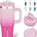 BJPKPK 30oz Stainless Steel Insulated Tumbler With Handle And Lid Straw Travel Coffee Mug Thermal Cup, Sakura