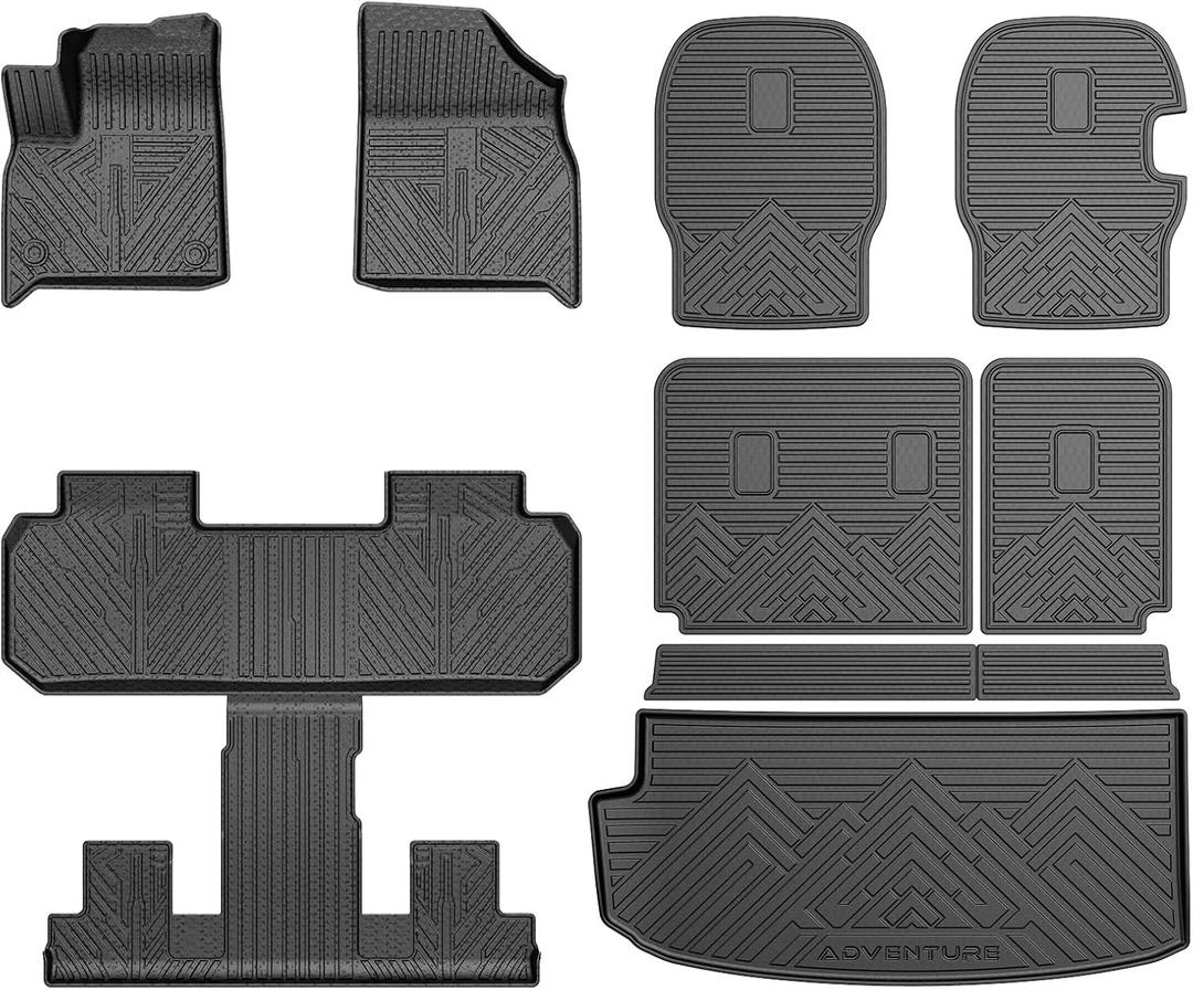 Mixsuper Floor Mats for Chevy Traverse 2018-2023/ Traverse Limited 2024, Cargo Mat Backrest Mats for Traverse (7 Seats), All Weather 2 Row Floor Liners and Trunk Mat Accessories Set Black