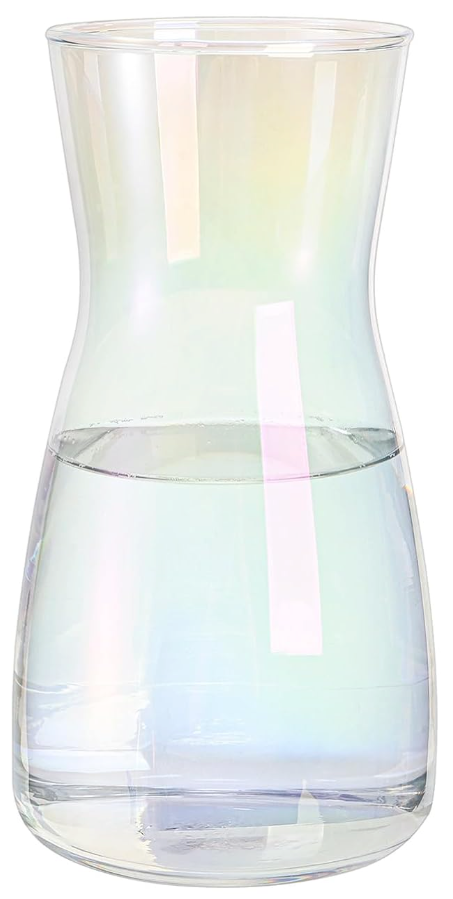 Elsjoy Set of 1 iridescent Glass Vase, 8 Inch Crystal Clear Glass Flower Vase Tall Irised Vase, Decorative Modern Vase Set Holographic Vase for Table Centerpiece, Home Decor