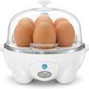 Elite Gourmet EGC007## Rapid Egg Cooker, 7 Easy To Peel, Hard, Medium, Soft Boiled Eggs, Poacher, Omelet Maker, Auto Shut Off, Alarm, 16Recipe Booklet, White