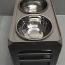 Elevated Bowls, 4 Height Adjustable Raised Stand With 2 Thick 50oz Stainless Steel Food Bowls, Non-Slip Feeder for Dogs, Adjusts to 3.7", 9.2", 10.75", 12.36" Light Brownish Gray