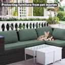 8Pcs Outdoor Cushion Covers, Patio Cushion Covers,Stretch Elastic Slipcovers, Replacement Washable Furniture Protector for Patio Couch,Thick Jacquard Textured Twill Fabric(Matcha Green,Cover Only)