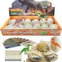 Dino Eggs Dig Kit 12Pcs Dinosaur Excavation Bricks Toys Archaeology Science STEM Experiments Toy Egg Hunt Party Gift for Kids 6-12 Years Old and Up Boys Girls