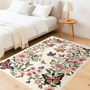 Area Rug for Living Room 5'x7' - Floral Butterfly Print 5x7 Area Rugs for Living Room Soft Black Washable Rugs Ultra-Thin Indoor Door Mat