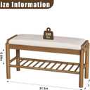 Shoe Storage Bench with Cushion - 2 Tier Shoe Rack for Front Door Entrance, Wood Shoes Rack, Entryway Bench with Shoes Storage for Closet,Hallway,Bedroom&Living Room(Walnut, 31.5" W)