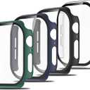 Simpeak 4 Pack Slim Hard PC Case with Tempered Glass Screen Protector Compatible with Apple Watch Series 11 10 (42mm 46mm) Series 9 8 7 (41mm 45mm) Series 6 SE 5 4 (40mm 44mm) (46mm)