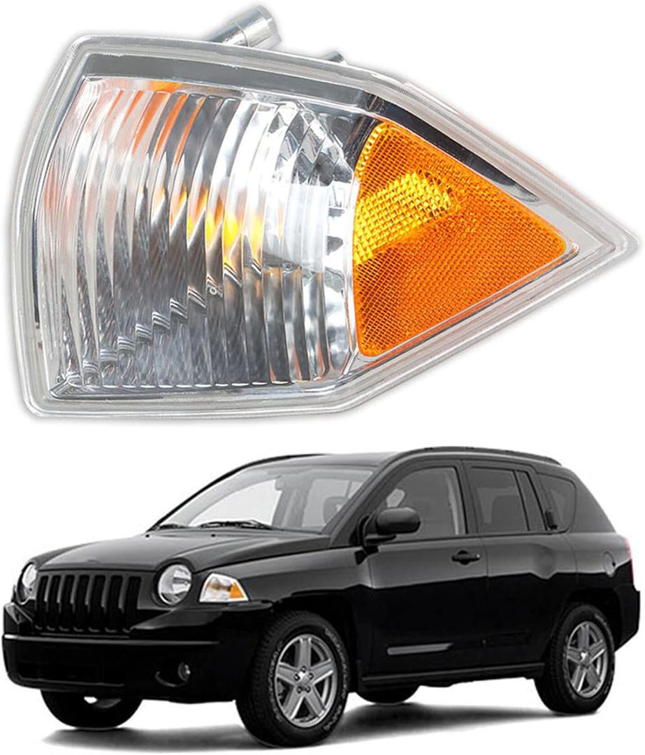 labwork Front Left Driver Side Parking Signal Light Replacement for 2007 2008 2009 2010 Compass Side Marker Turn Signal Corner Light 68000683AB CH2520144