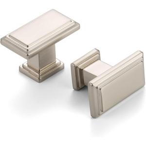 10 Pack 1-1/2 Inch Brushed Nickel Cabinet Knobs Satin Nickel Drawer Knobs Rectangular Silver Cabinet Pulls, ZK2206 Kitchen Hardware for Cabinets Drawers Bedroom Dresser Cupboard Bathroom Vanity