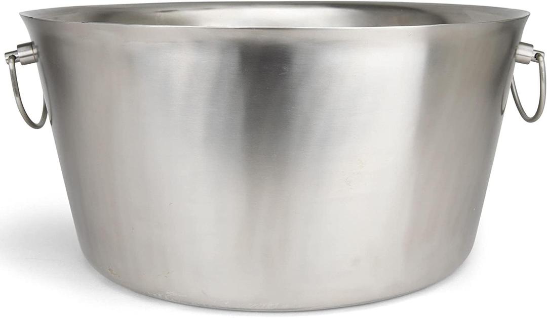 Stainless Steel Insulated Beverage Tub - Real Deal Steel, Large 6 Gallon Round Double Walled Party Tub, Drink Bucket for Parties, Ice Cooler for Wine Beer, 6 Gallon Capacity