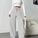 PINSPARK Womens Fleece Wide Leg Sweatpants High Waisted Athletic Sweat Pants Winter Baggy Workout Pant with 2 Pocket (Gray, S)