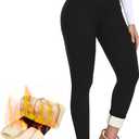 NEW YOUNG Thick Fleece Lined Leggings Women-High Waisted Winter Thermal Warm Yoga Pants Tummy Control (Small, 1-black)