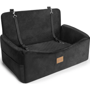 JOEJOY Dog Car Seat for Large Medium Sized Dogs Under 55 lbs, Dog Booster Seat for 2 Small Dogs with Detachable Washable Cover, Memory Foam Pet Car Seat with 2 Safety Belts and Storage Pockets