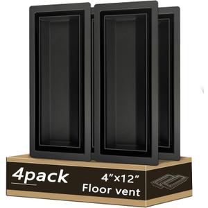 4x12 Floor Register, Heavy Duty Steel Flush Mount Air Vent with 50% Higher Airflow - Sleek Low-Profile Design for Tile & Wood Floors, Easy DIY Installation Floor Vent Covers for Flooring Insert