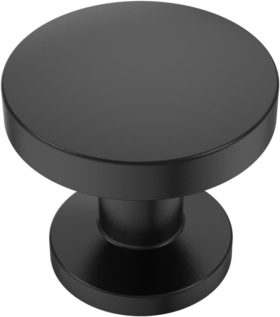 10 Pack 1-1/5Inch(30mm) Cabinet Knobs Black Matte Kitchen Cabinet Knobs for Dresser Kitchen Drawers Pulls Black Hardware for Cabinets (Matte Black)
