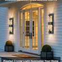 Black Outdoor Wall Light 18.5" Dusk to Dawn Outdoor Lighting,Modern Crystal Ripple Porch Lights Outdoor Hardwired Non-Solar IP65 Waterproof Exterior Wall Sconce for House Garage Entryway