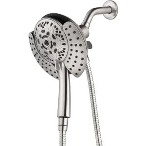 Shower Heads with Handheld Spray Combo: 7.2" Rainfall Shower Head & Handheld Shower Head 2-IN-1 Shower Head with 60" Rotatable Stainless Steel Hose Nickel, Shower Trim Systems