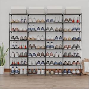 Large Shoe Rack 4 Rows 8 Tier 56-64 Pairs Big Shoes Storage Organizer Garage Entryway Hallway Front Doorway Shoe Shelves Space Saving for Whole Family (66.1" W x 49.2" H x 10.8" D)